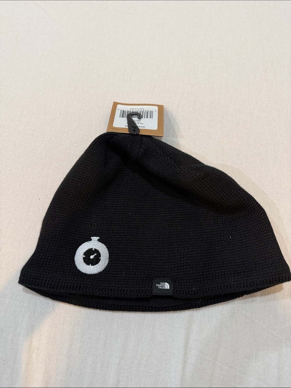 The North Face Black Kids Knit Beanie with White Reflective Detail